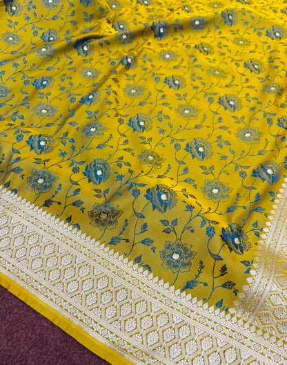 Mahanadi green premium Banarasi Mashru katan silk saree MK213