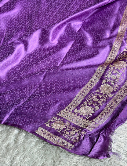 Black and lavender colour premium Banarasi Mashru katan silk saree MK279