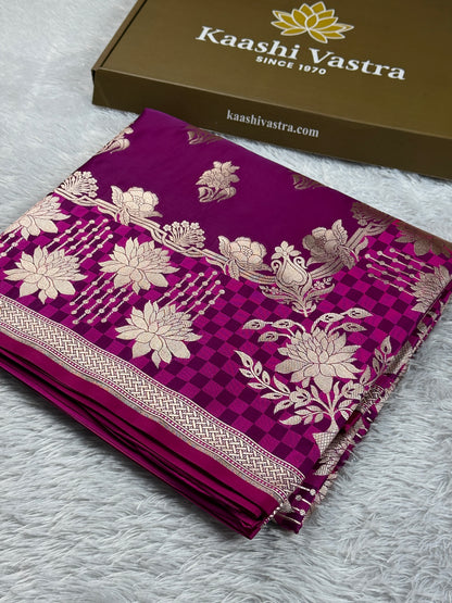 Majanta colour premium Banarasi Mashru katan silk saree MK267