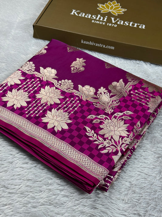 Majanta colour premium Banarasi Mashru katan silk saree MK267