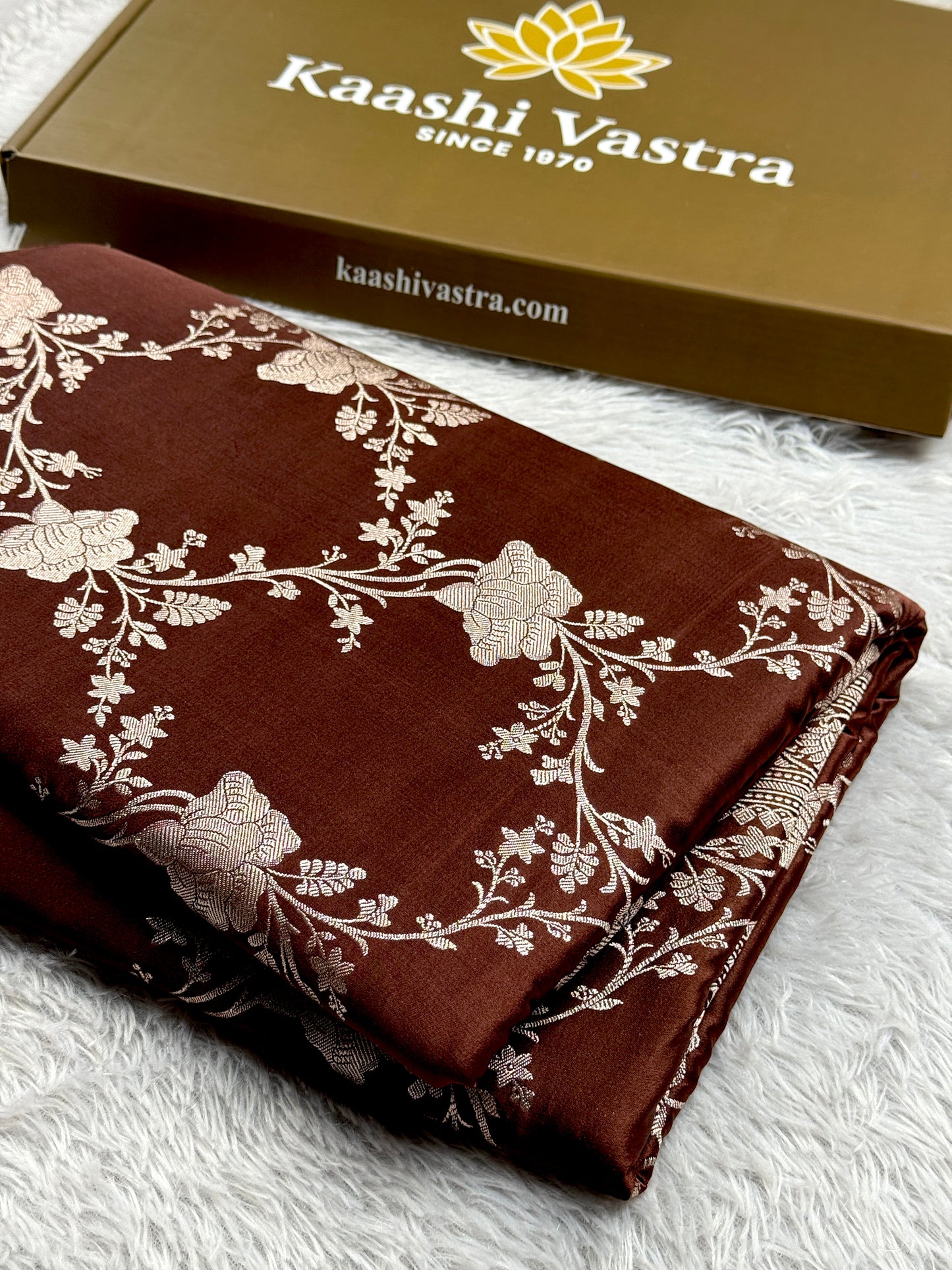 Brown color premium Banarasi Mashru katan silk saree MK240