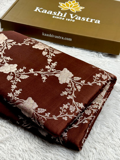 Brown color premium Banarasi Mashru katan silk saree MK240