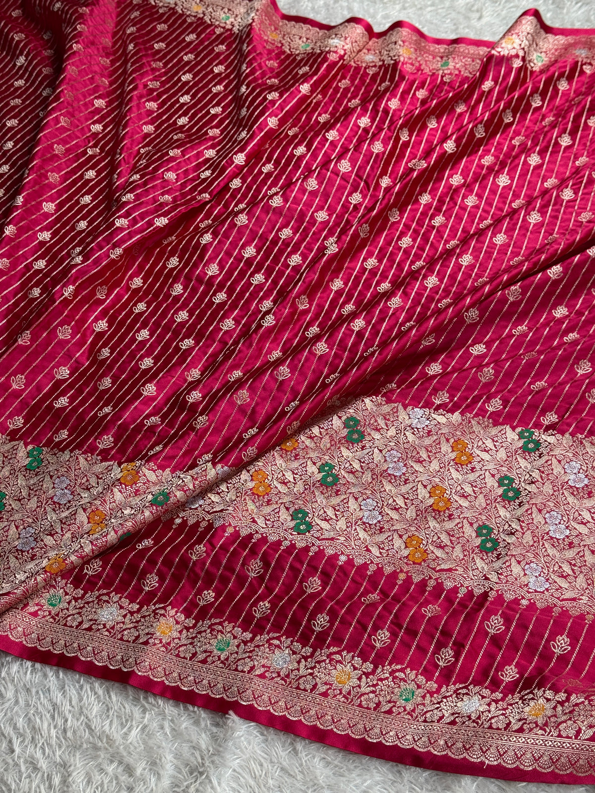 Hot pink colour premium Banarasi Mashru katan silk saree MK292