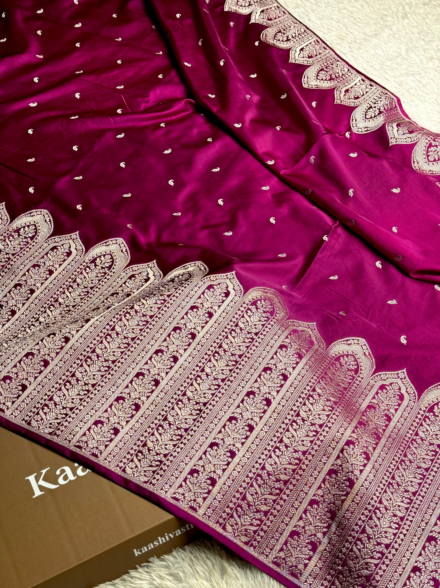 Dark Purple color premium Banarasi Mashru katan silk saree MK189