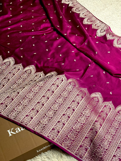 Dark Purple color premium Banarasi Mashru katan silk saree MK189