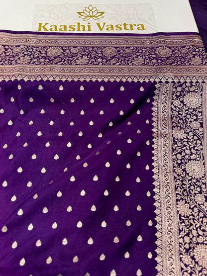 Purple Banarasi Mashru Katan silk saree MK159