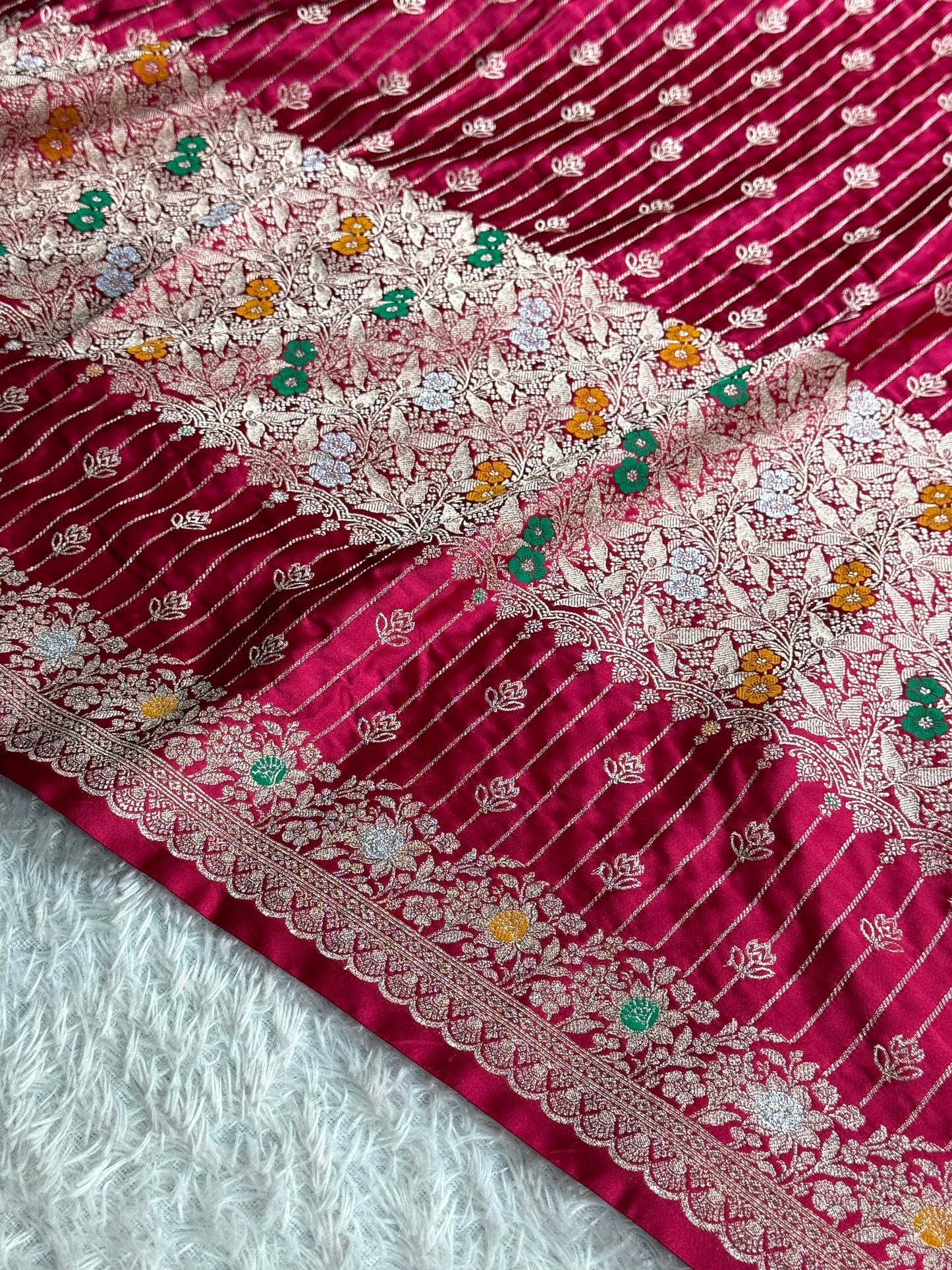 Hot pink colour premium Banarasi Mashru katan silk saree MK292