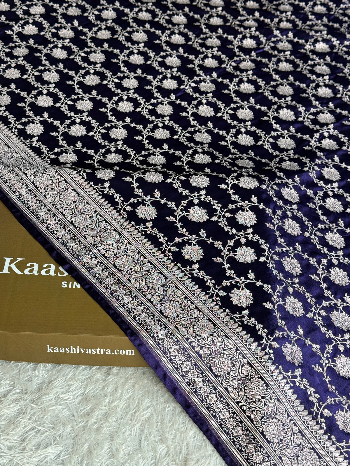 Dark purple colour premium Banarasi Mashru silk saree MK328
