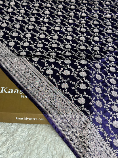 Dark purple colour premium Banarasi Mashru silk saree MK328