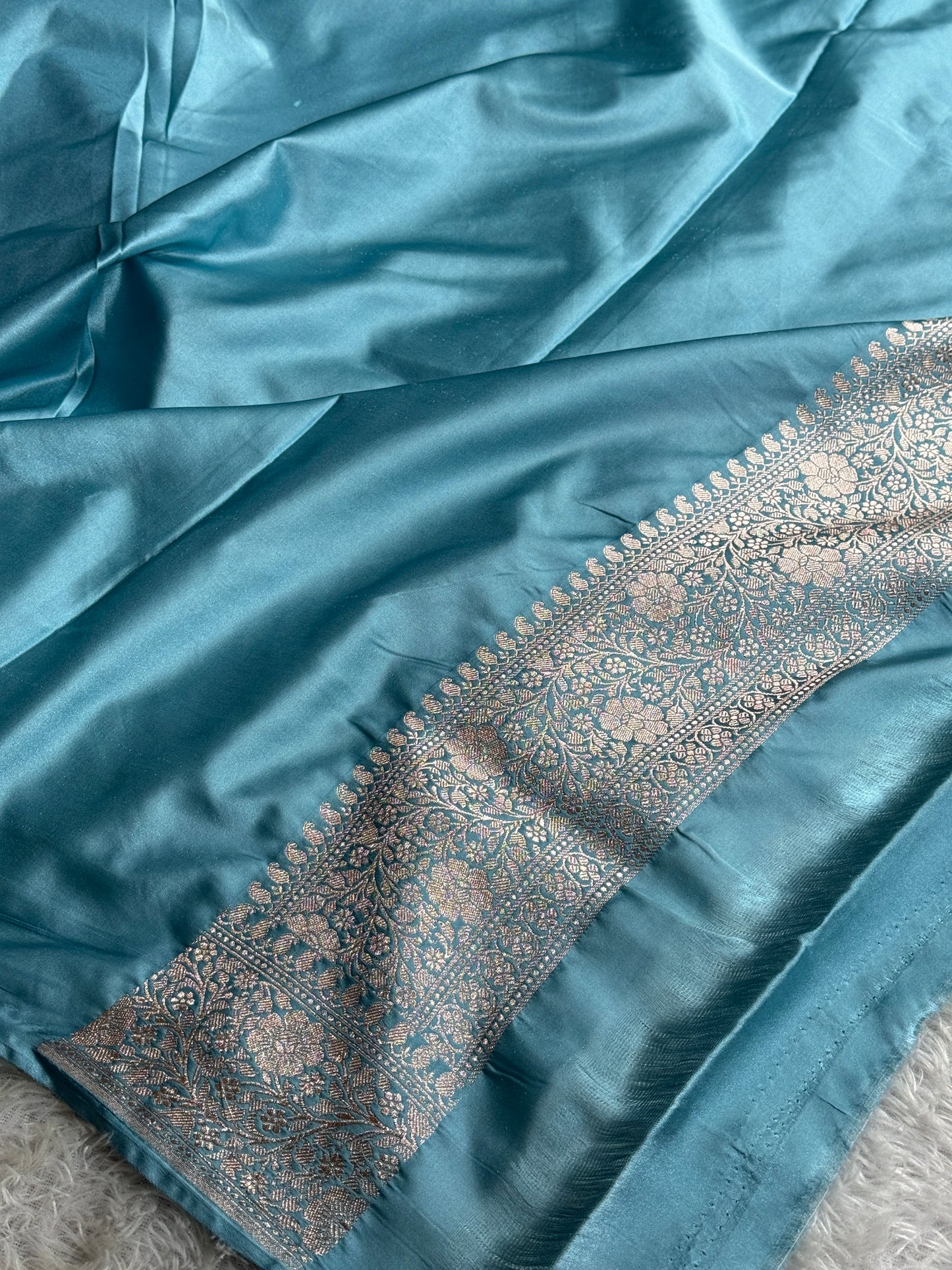 Light blue premium Banarasi Mashru katan silk saree MK261