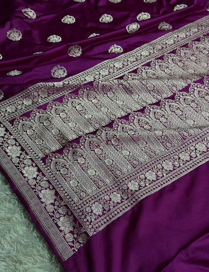 Purple color premium Banarasi Mashru katan silk saree MK251