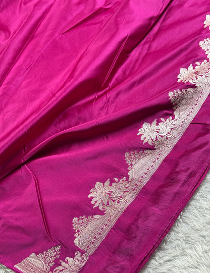 Majanta colour premium Banarasi Mashru katan silk saree MK275