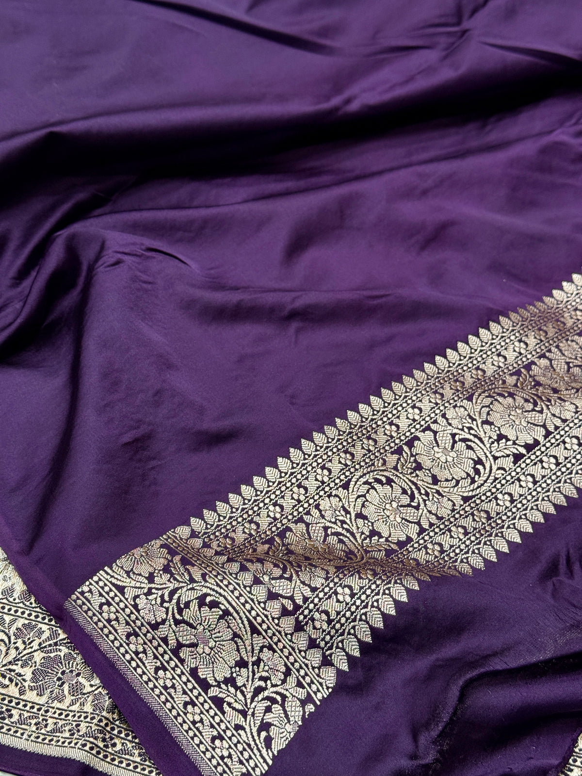 Purple Banarasi Mashru katan silk saree MK157
