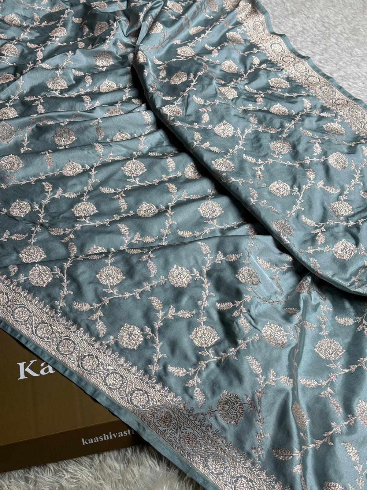 Pastel light blue premium Banarasi Mashru katan silk saree MK250
