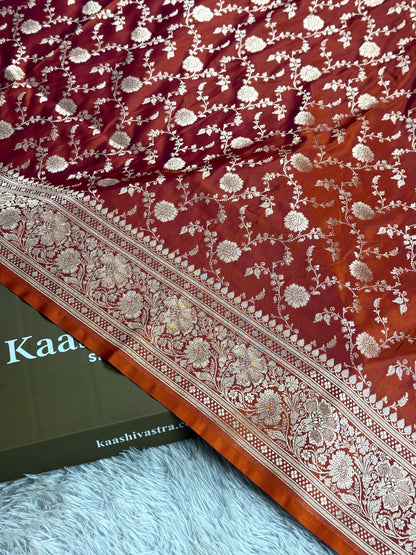 METALLIC ORANGE PREMIUM BANARASI MASHRU KATAN SILK SAREE MK265