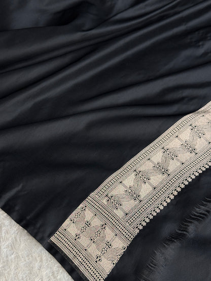 Black colour premium banarasi tilfi mashru Katan silk saree MK335