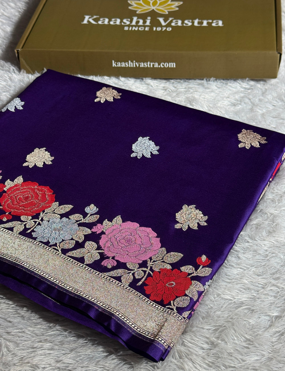 Purple colour premium Banarasi tilfi Mashru katan silk saree MK217