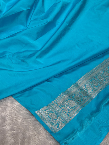 Sky blue premium Banarasi Mashru katan silk saree MK241