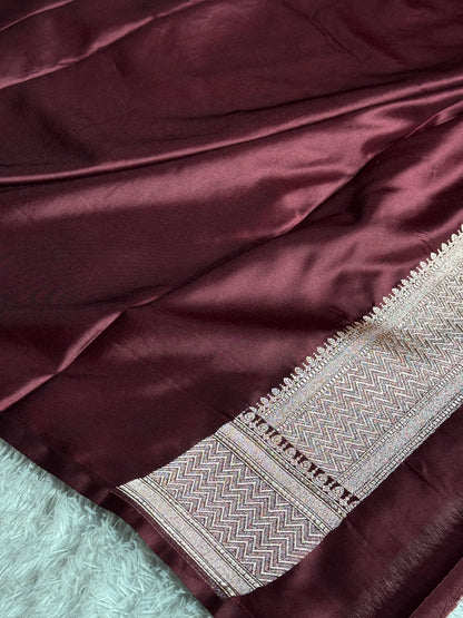 Maroon colour premium Banarasi tilfi Mashru katan silk saree MK268