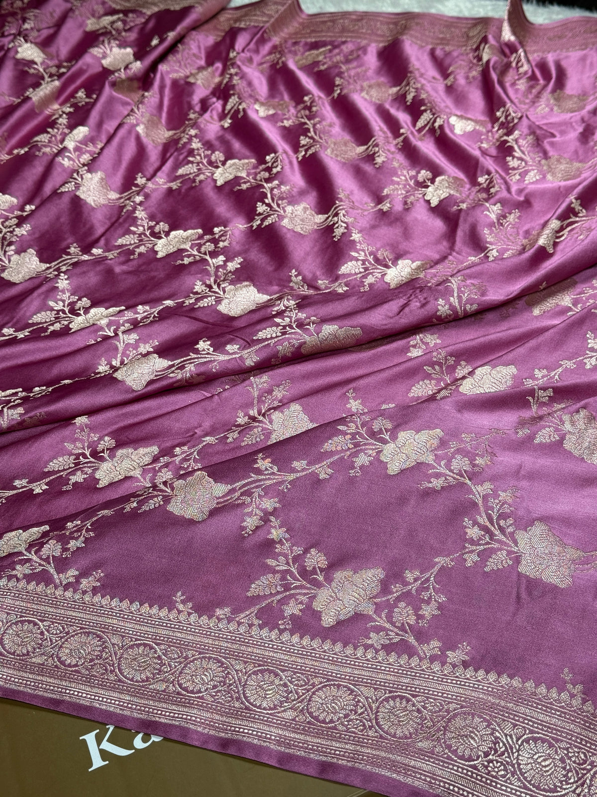 Onion pink Banarasi Mashru katan silk saree MK240