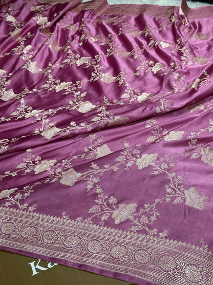 Onion pink Banarasi Mashru katan silk saree MK240