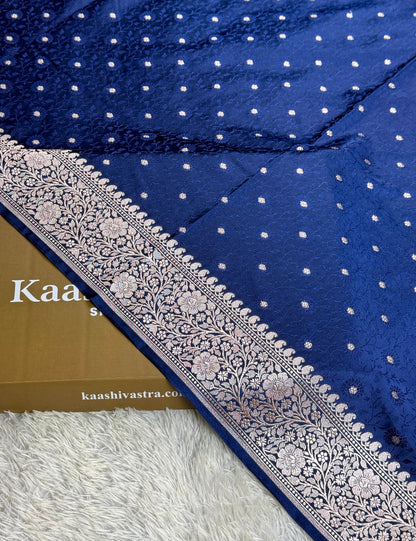 Navy colour Premium Banarasi tanchui Mashru katan silk saree MK261