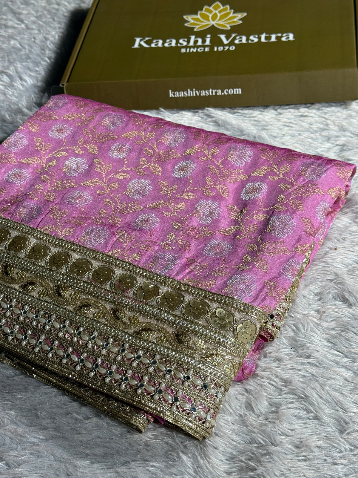 Pink color premium Banarasi georgette silk saree CR115