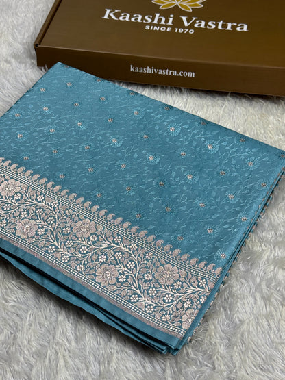 Light blue premium Banarasi Mashru katan silk saree MK261