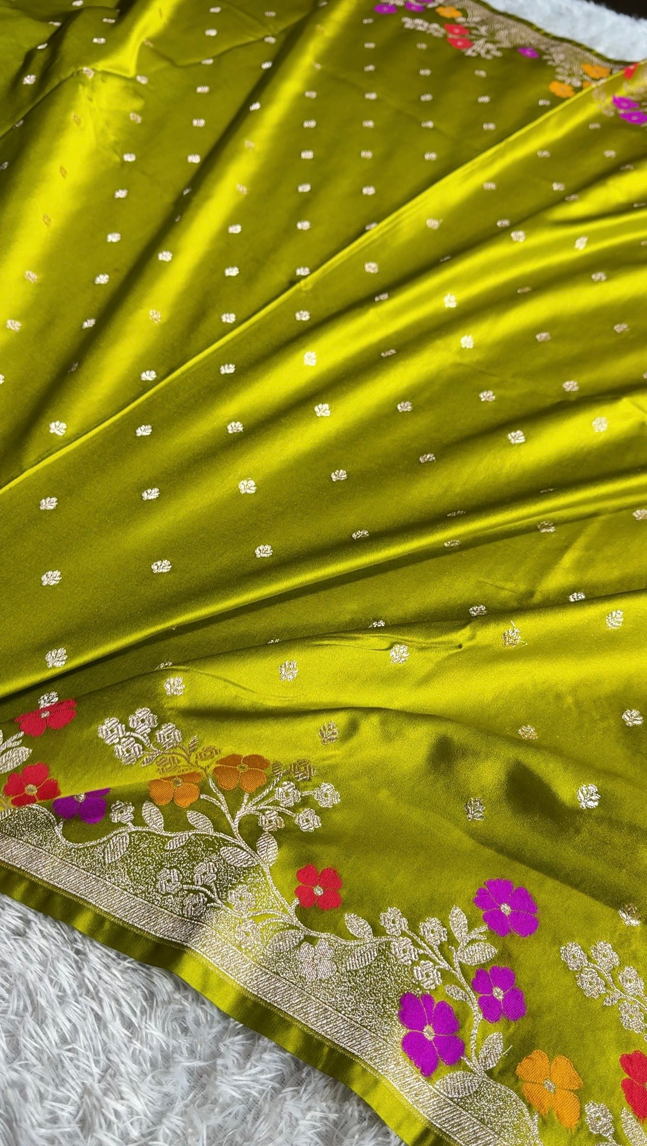 Mehndi green premium Banarasi Mashru katan silk saree MK280