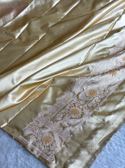 Maroon with cream colour premium Banarasi tilfi Mashru katan silk saree MK299