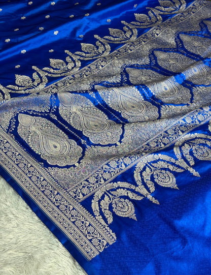 Royal blue colour premium banarasi mashru Katan silk saree MK271