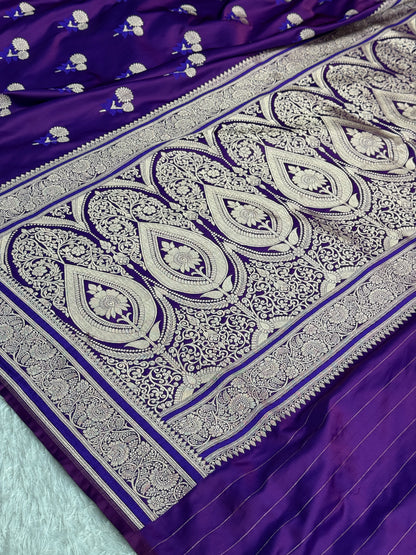 Purple colour premium Banarasi Mashru katan silk saree MK324