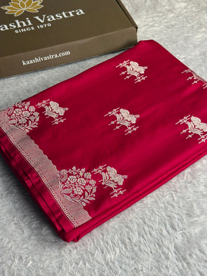 Hot pink colour premium Banarasi Mashru katan silk saree MK316
