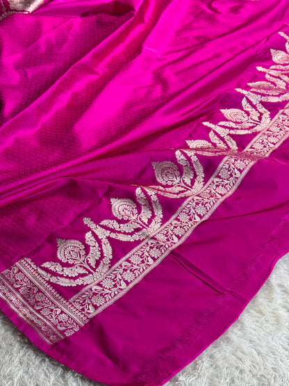 Royal blue with pink colour premium Banarasi Mashru katan silk saree MK286