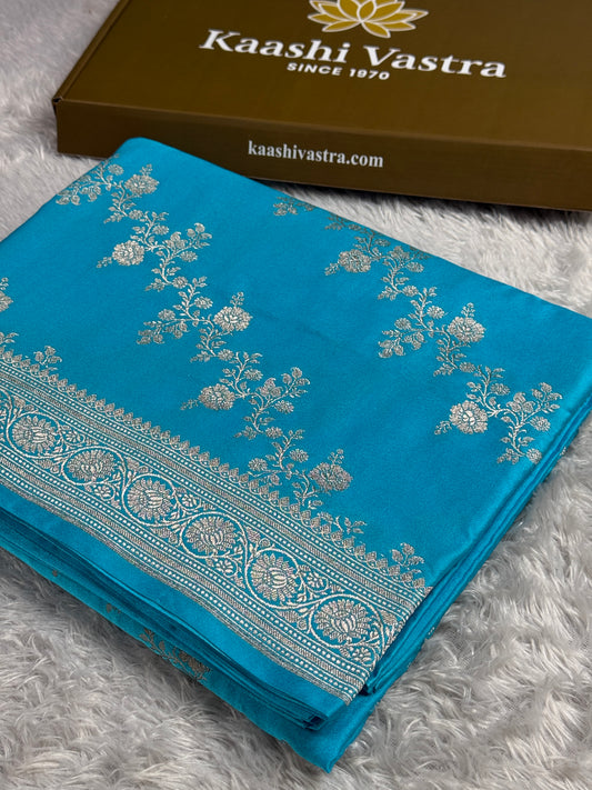 Sky blue premium Banarasi Mashru katan silk saree MK241