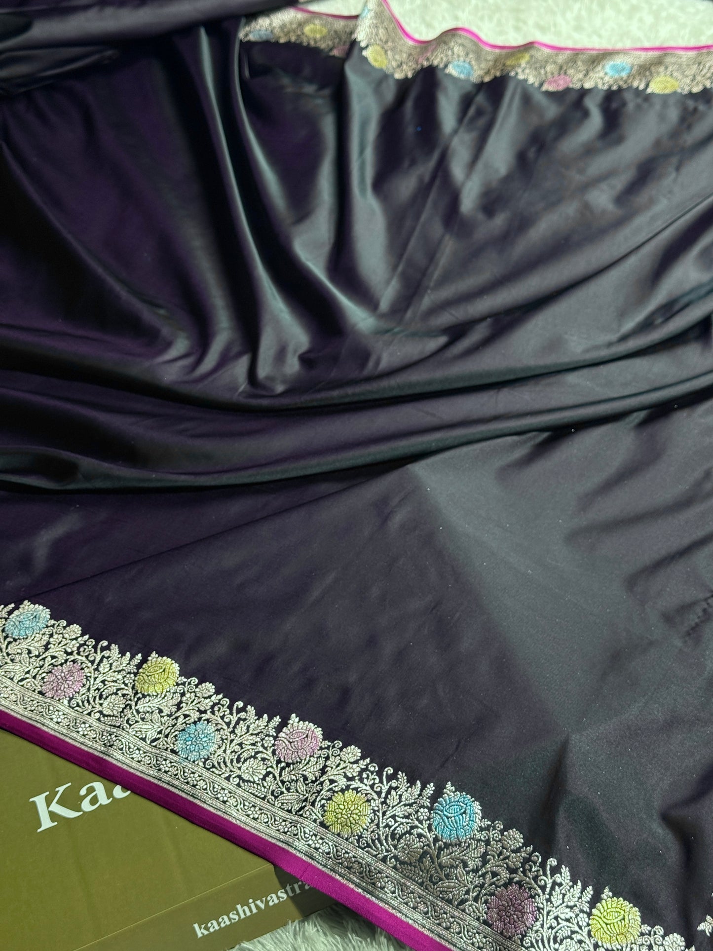 Black premium Banarasi Mashru katan silk saree MK243