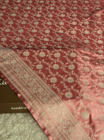 Peach colour premium Banarasi Mashru katan silk saree MK328